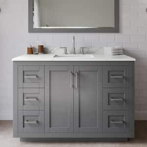 Miranda 48 in. W x 22 in. D x 33.75 in. H Single Bath Vanity in Dark Gray with Giotto Quartz Top