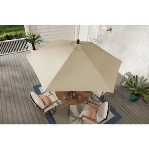 9 ft. Aluminum Market Auto Tilt Patio Umbrella in Sand