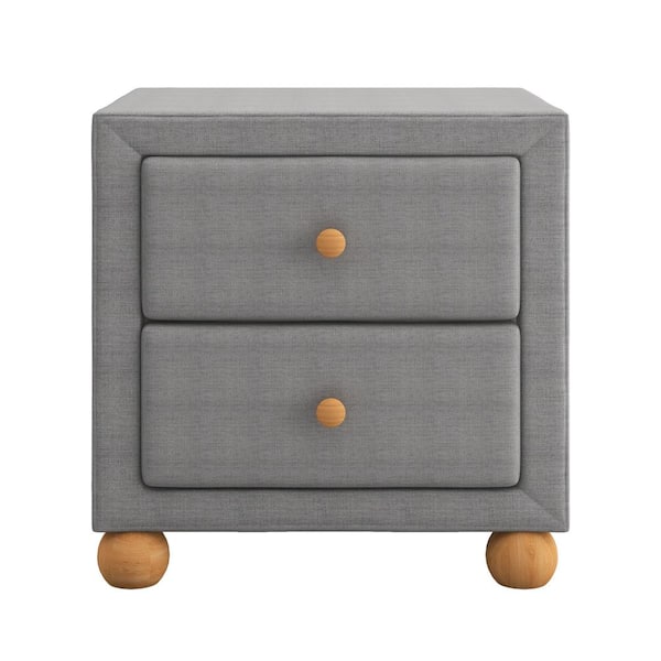 Utopia 4niture Sky 2-Drawer Dark Gray Upholstered Nightstand (20.5 in. H x 20.9 in. W x 18.1 in. D)