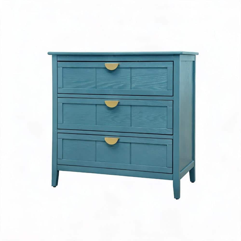 Blue 30.31 in. Accent Cabinet Office Storage Cabinet with 3 Drawers and Anti-Tip Device durable construction