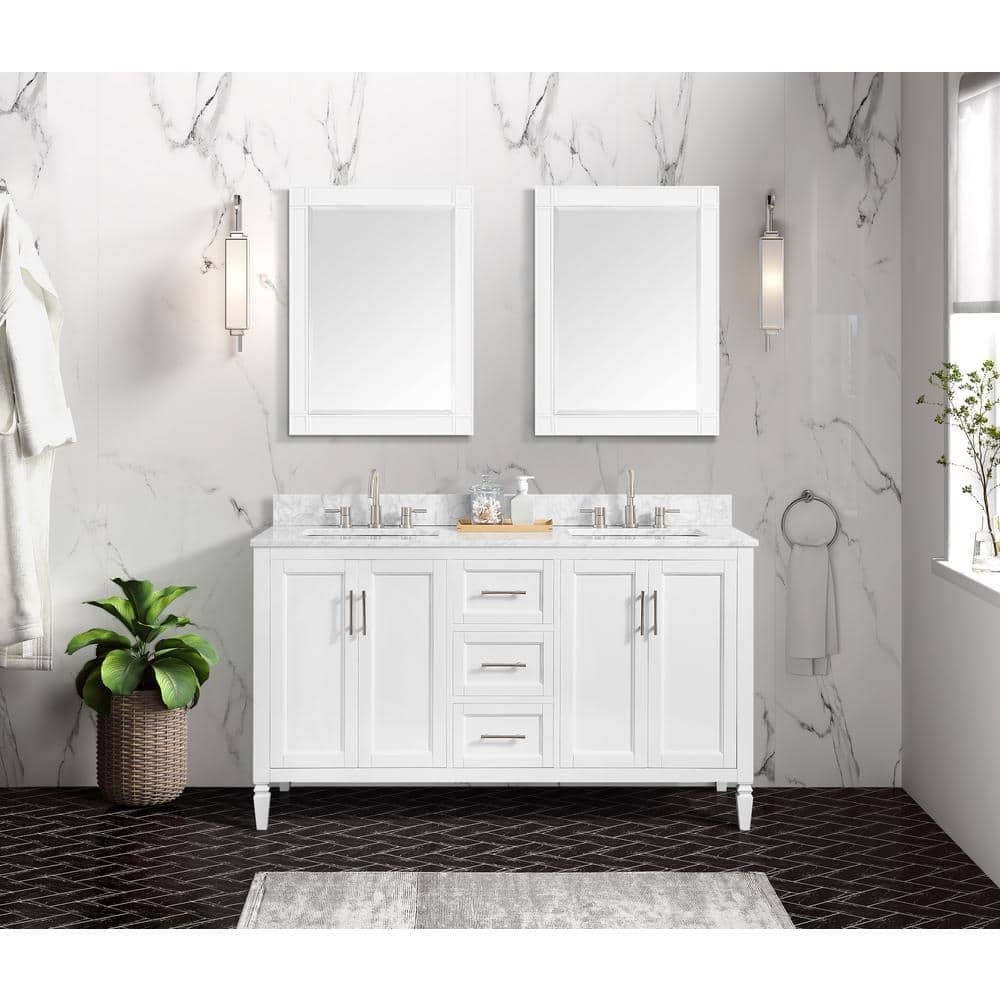 Home Decorators Collection Stockley 18 in. W x 19 in. D x 22 in. H Single  Sink Floating Bath Vanity in Forest Elm with White Cultured Marble Top  B36X20167 - The Home Depot