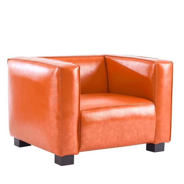 CHRISTOPHER KNIGHT HOME Denison Orange Faux Leather Arm Chair (Set of 1)