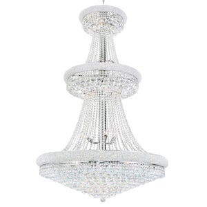 Empire 34 Light Down Chandelier With Chrome Finish