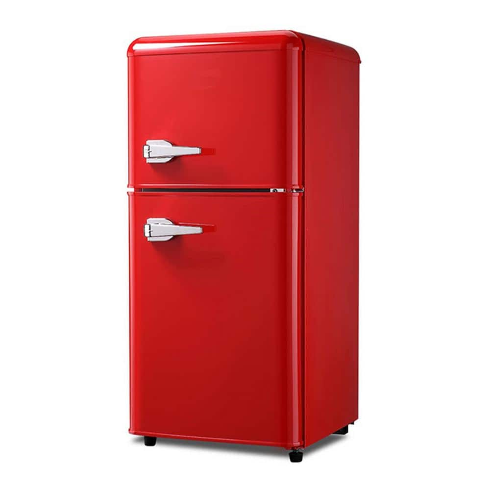 JEREMY CASS 3.5 cu. ft. Retro Mini Fridge, Refrigerator with Freezer, with  2 Door Adjustable Mechanical Thermostat in Red FLS-80G-RED - The Home Depot
