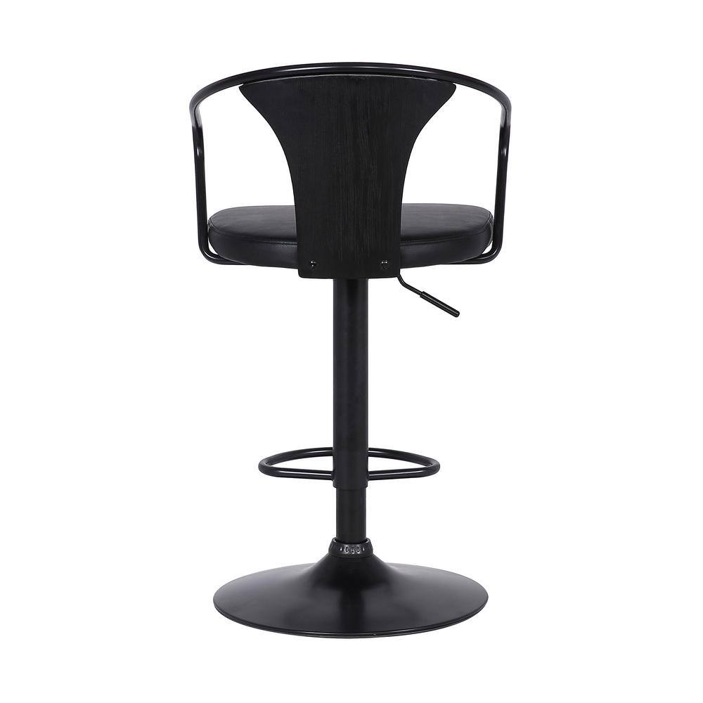 Eagle Contemporary Adjustable Swivel Barstool in Black Leather and Metal