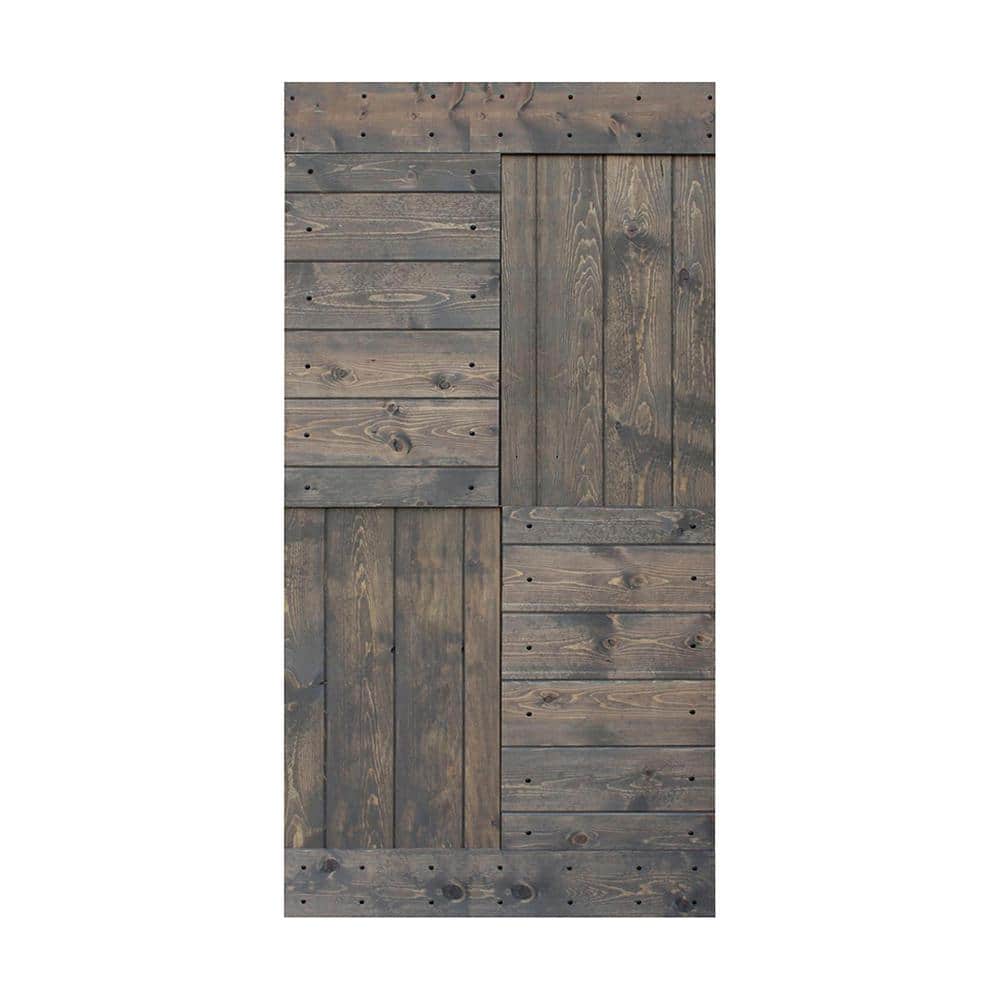 Smoky Gray Solid Wood 42" x 84" Textured Barn Door Slab