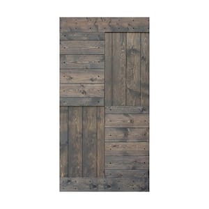 S Series 42 in. x 84 in. Smoky Gray Finished DIY Solid Wood Sliding Barn Door Slab - Hardware Kit Not Included