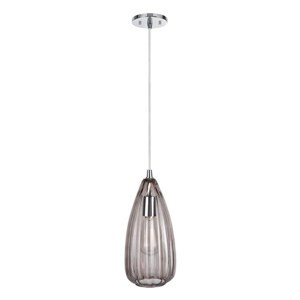 Smoke Glass and Chrome Mini Pendant Light for Indoor Use