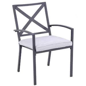 Nusa X-Back Outdoor Aluminum Dining Armchair with Cushion - Set of 2