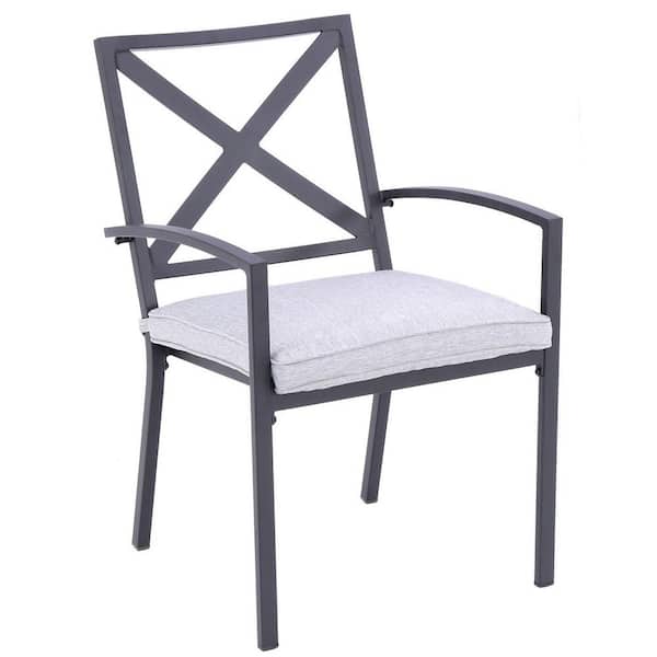 Crawford & Burke Nusa X-Back Outdoor Aluminum Dining Armchair with Cushion - Set of 2