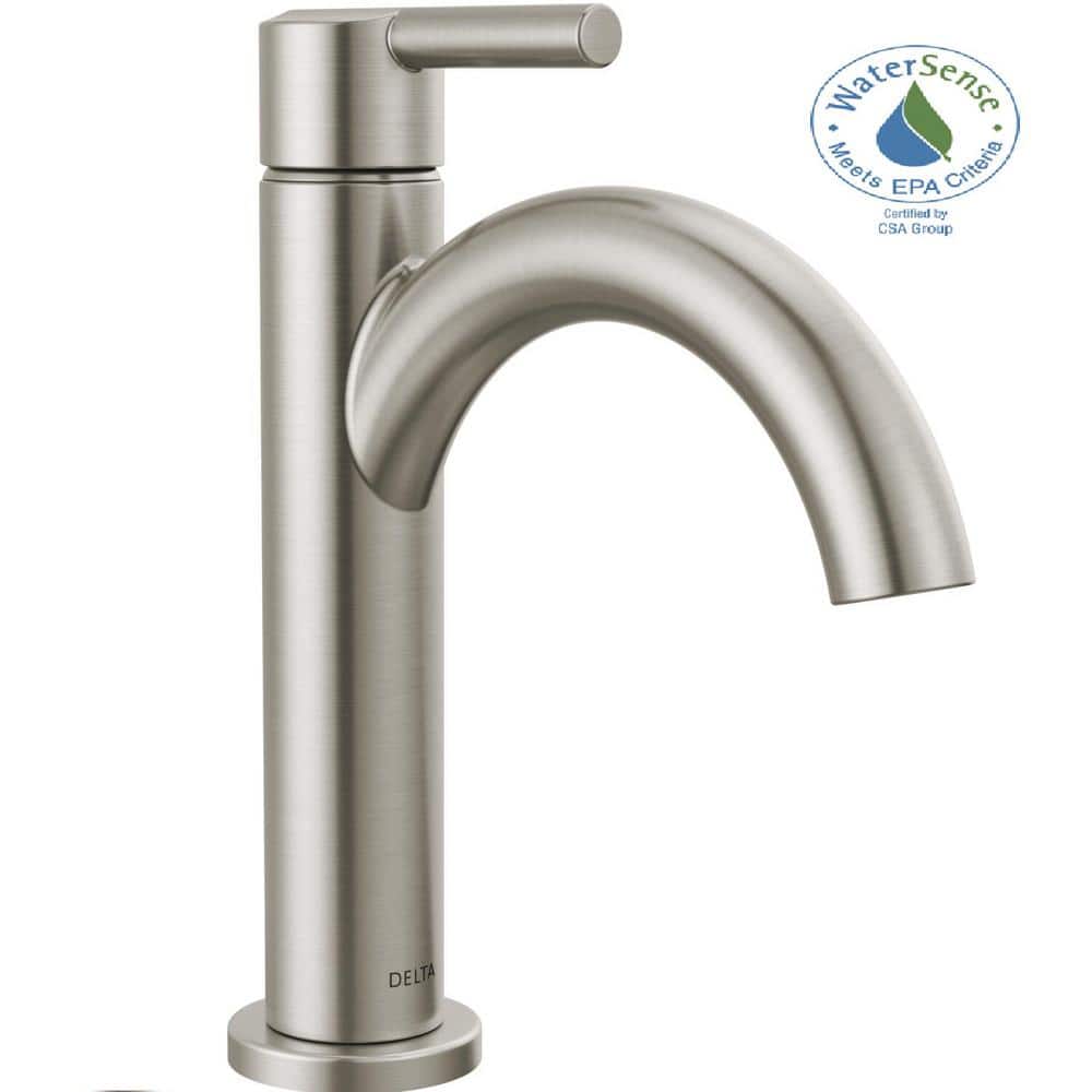 Nicoli Brushed Stainless Steel Single Handle Mid-Arc Bathroom Faucet