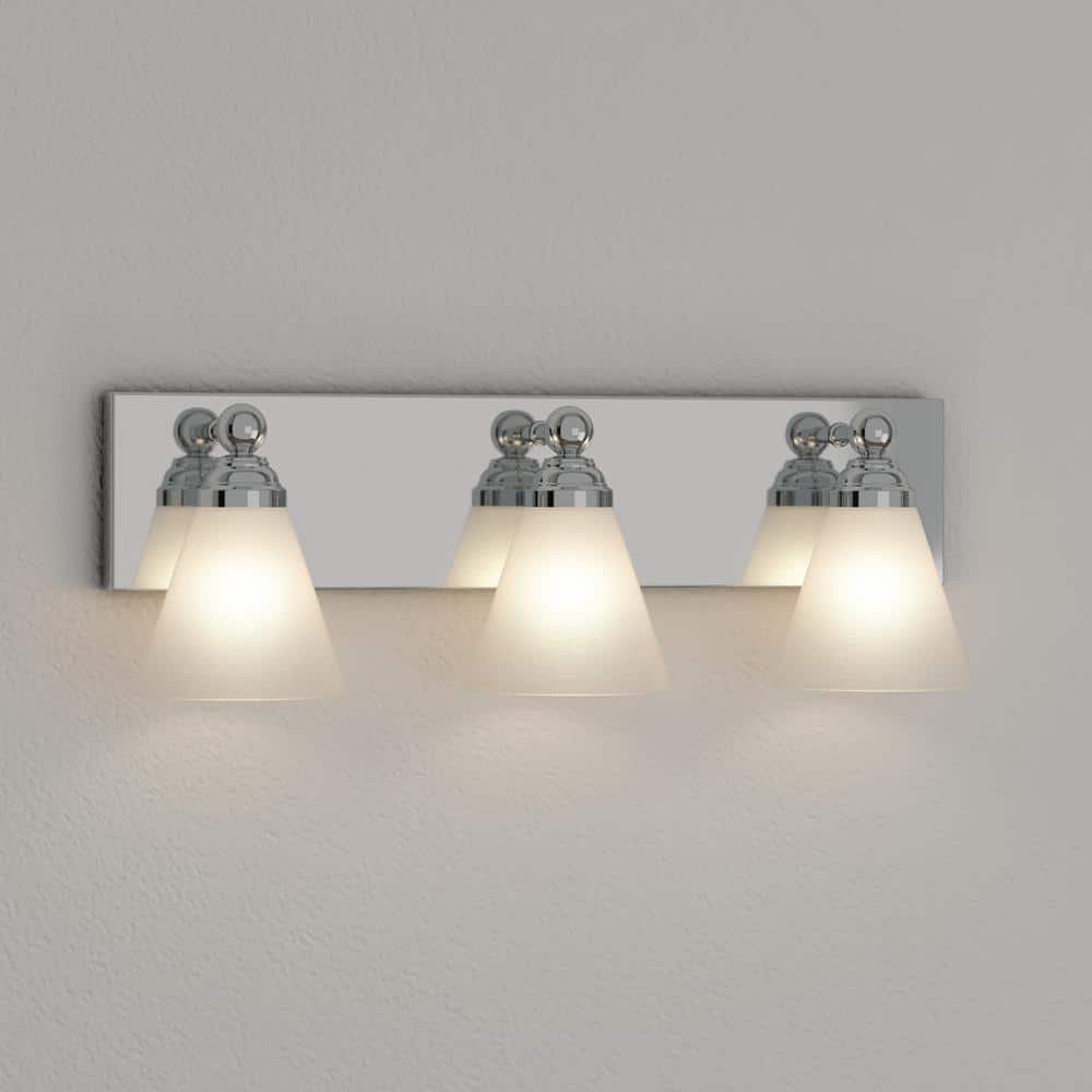 Hudson Chrome 21.75" Modern Wall Bath Bar with White Opal Glass