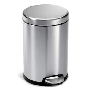 4.5L Round Step Bathroom Trash Can with Soft-Close Lid, Brushed Stainless Steel