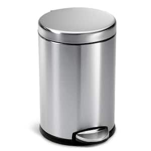 Basics Round Cylindrical Trash Can With Soft-Close Foot Pedal, 30  Liter/7.9 Gallon, Brushed Stainless Steel