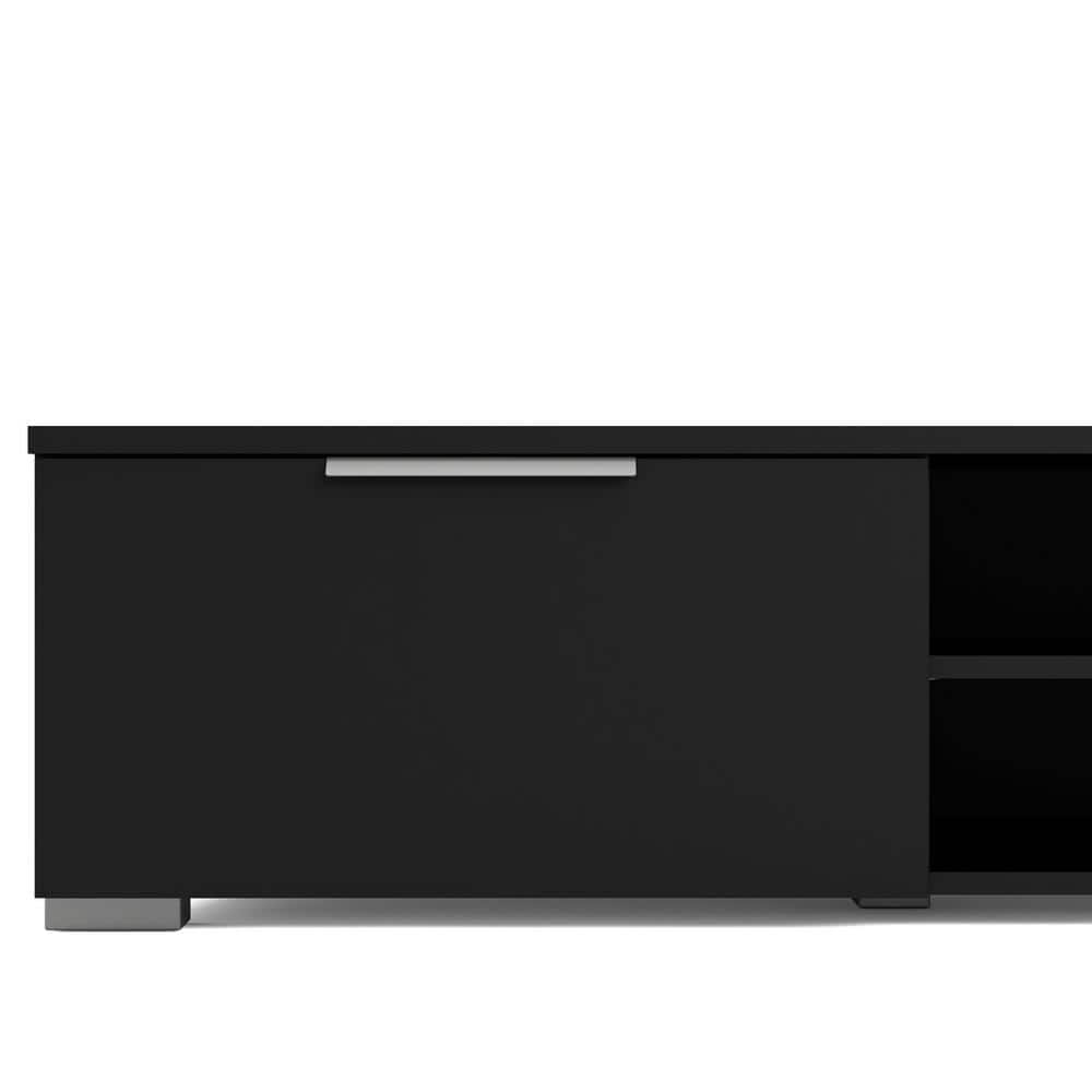 Sleek Danish Modern Black Matte Wood TV Stand with Storage