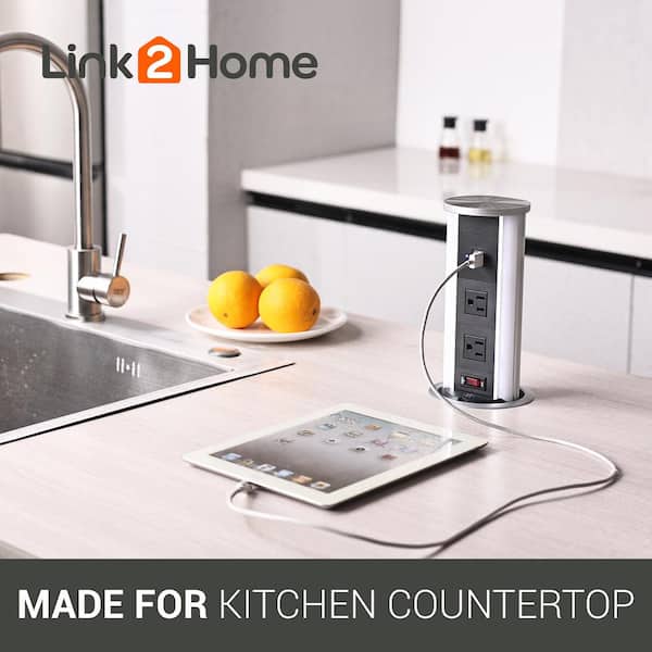 Wireless Charging Kitchen Counter Pop Up With 4 Receptacles with Type-A and  Type-C USB - New Version