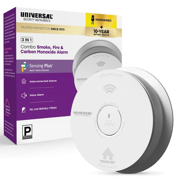 Hardwired and 10-Year Battery Combination Smoke and Carbon Monoxide Detector with Voice Alert and LED Warning Light