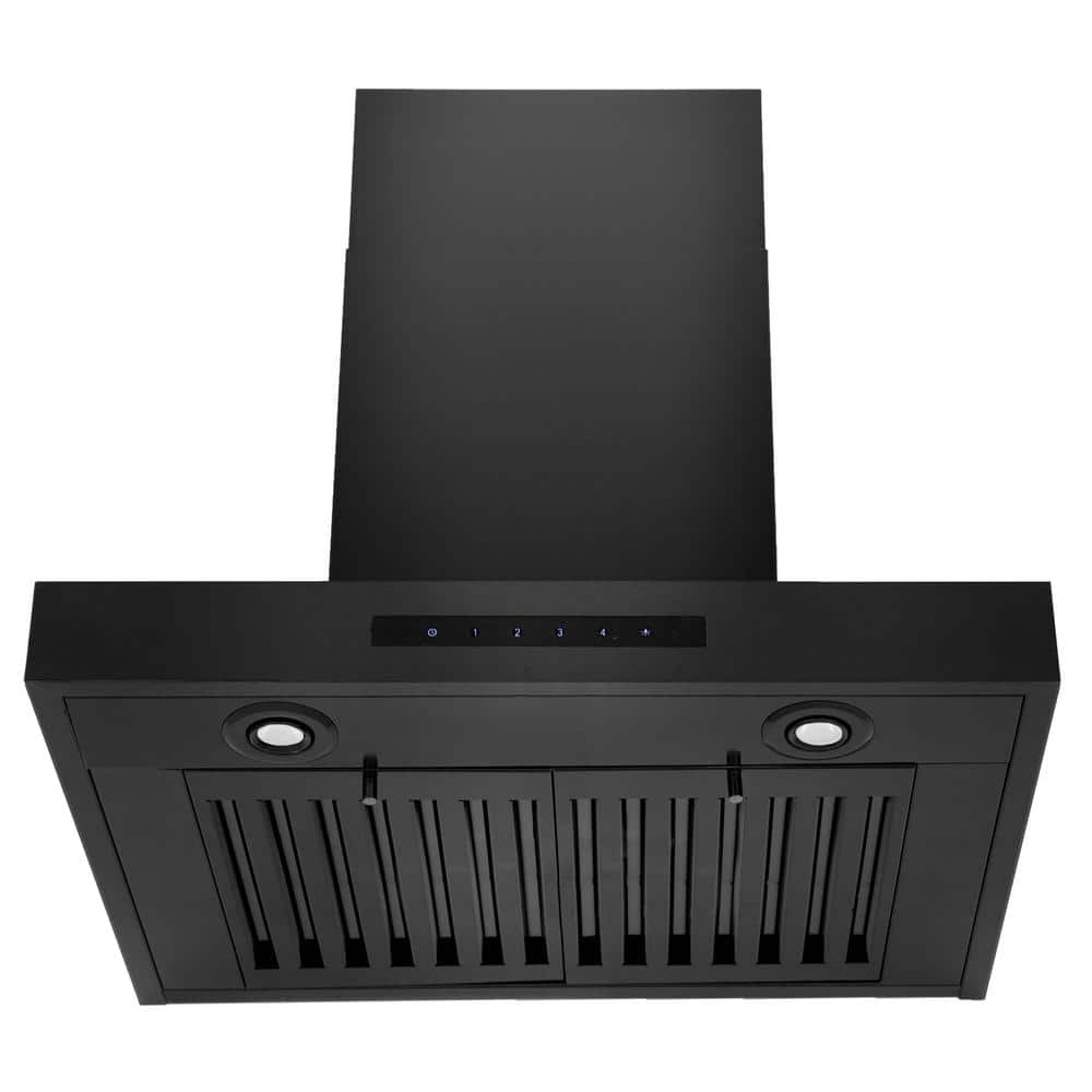 24" Black Stainless Steel Convertible Wall Mount Range Hood