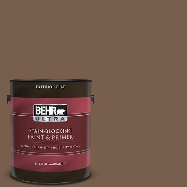 BEHR ULTRA 1 gal. #250F-7 Melted Chocolate Flat Exterior Paint & Primer