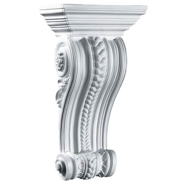 Ekena Millwork 9-1/2 in. x 5-1/2 in. x 17-3/8 in. Primed Polyurethane Alexandria Rope Center Corbel
