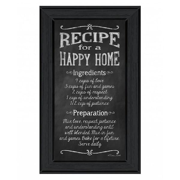 HomeRoots Recipe For A Happy by Unknown 1 Piece Framed Graphic Print Typography Art Print 21 in. x 12 in. .