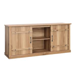 Timber Oak Entertainment Center Fits TV's up to 70 in. with Sliding Doors and Cord Management