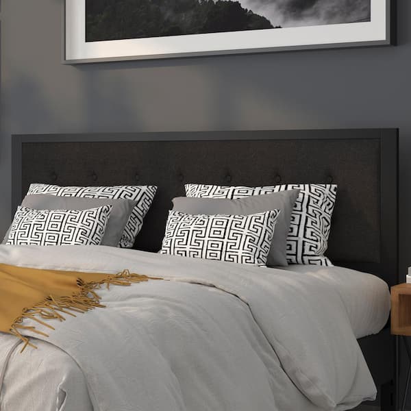 Carnegy Avenue Bristol Metal Tufted Upholstered King Size Headboard in Black Fabric
