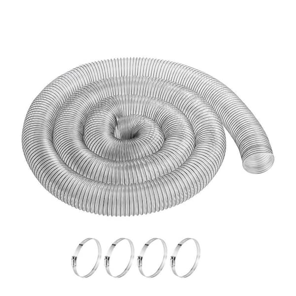 SKYSHALO Dust Collection Hose, 4 in. x 20 ft., Thickened PVC Material Puncture-Resistant Flexible Clear Hose, Stainless Clamps