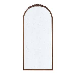 29.3 in. W x 65.2 in. H Rustic Arch Wood Frame Brown Standing Mirror