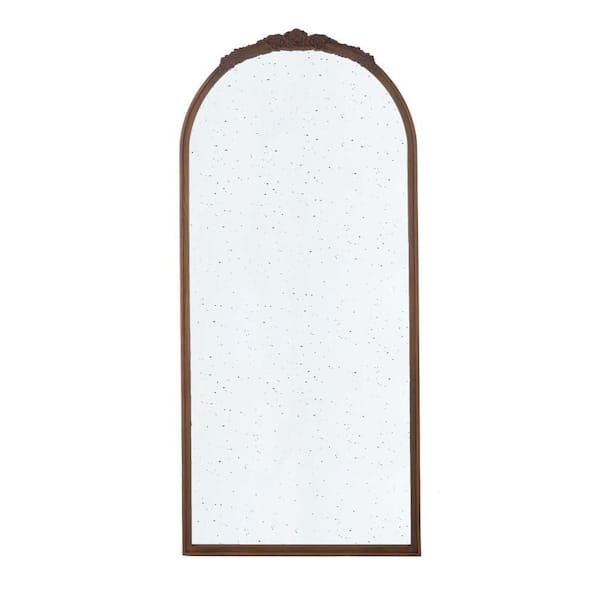 A & B Home 29.3 in. W x 65.2 in. H Rustic Arch Wood Frame Brown Standing Mirror