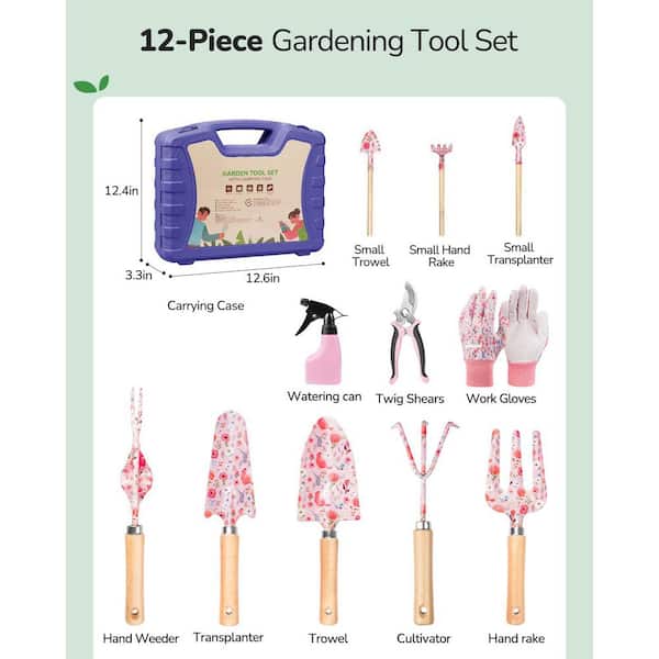 MISOPILY 12-Piece Garden Tool Set Rust-Proof Steel Hand Tools with
