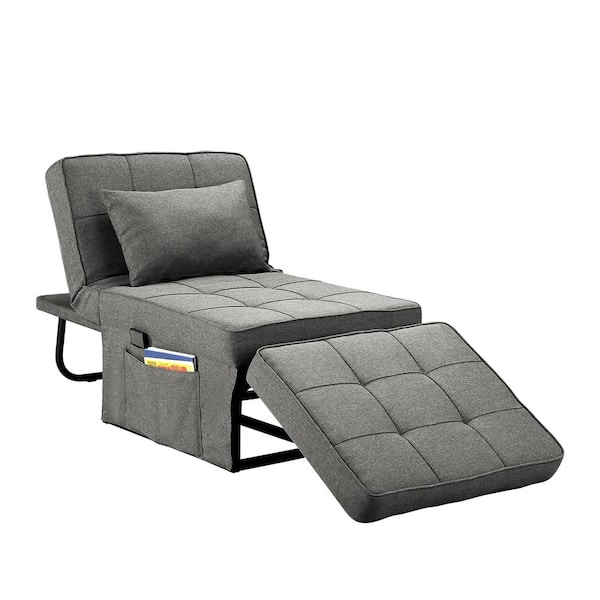 Gray 4 In 1 Adjustable Single Sofa Bed, Folding Chair Sofa Bed