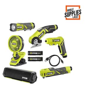 RYOBI USB Lithium-Ion Cordless 6-Tool Combo Kit w/ 2Ah Batteries & USB Charging Cable