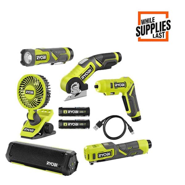 USB Lithium-Ion Cordless 6-Tool Combo Kit with (2) 2Ah Batteries and USB Charging Cable