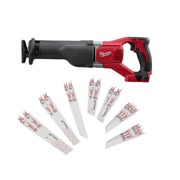 M18 18V Lithium-Ion Cordless SAWZALL Reciprocating Saw (Tool-Only) w/ SAWZALL Blades (17 PC)