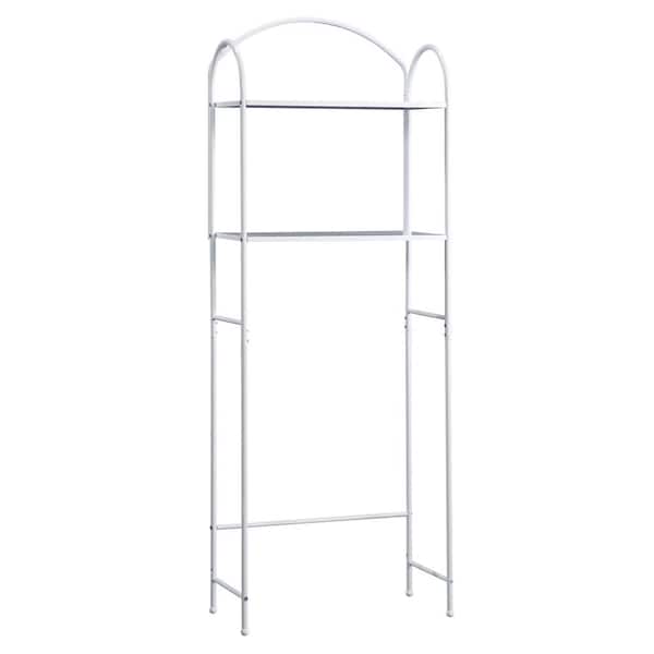 Unbranded 63.39 in. White Metal 2-shelf Etagere Bookcase with Open Back