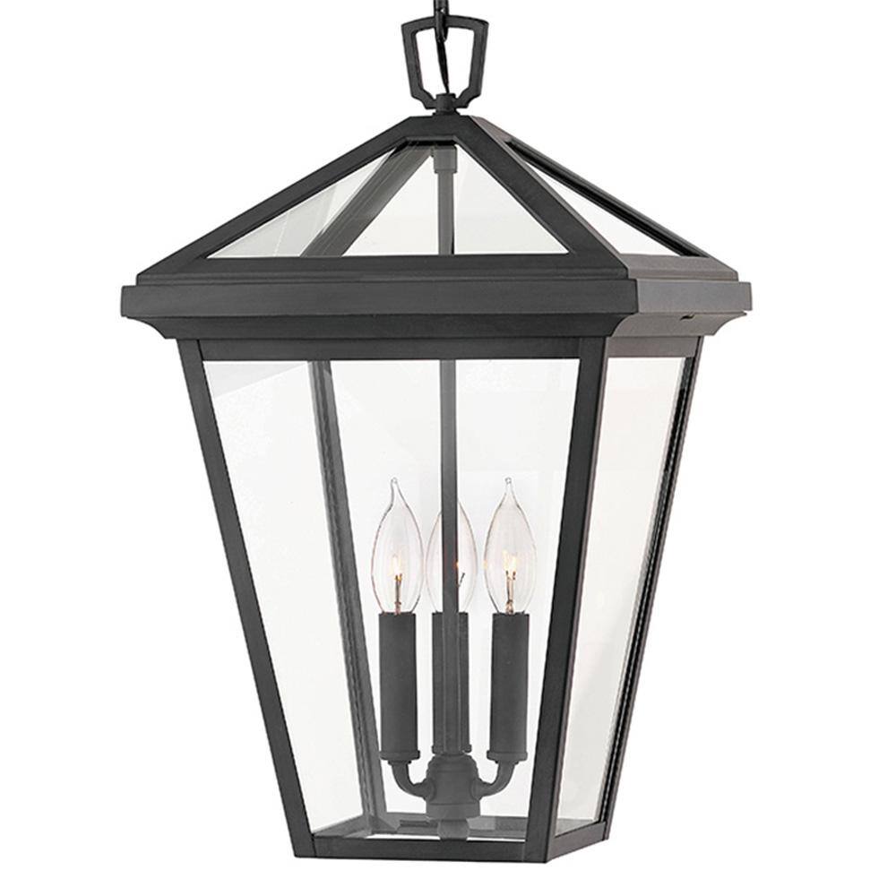Museum Black 3-Light Outdoor Hanging Lantern with Clear Glass