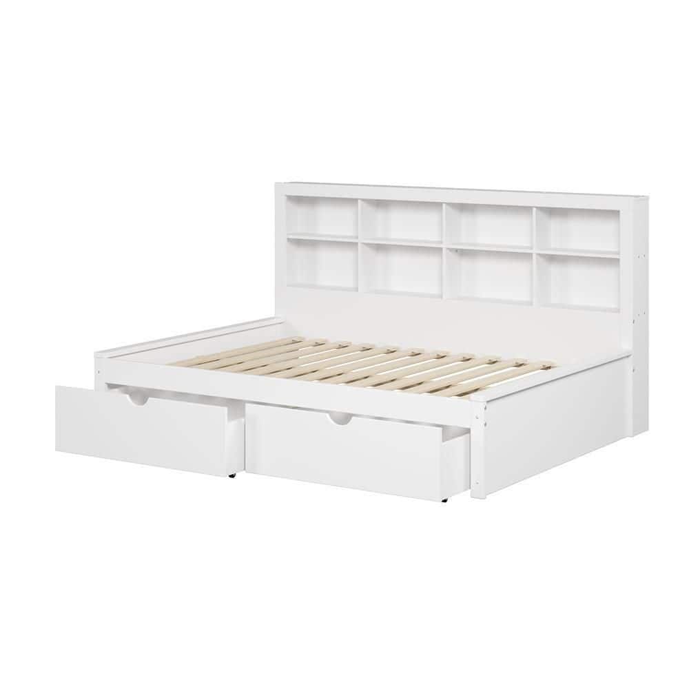 Donco Kids White Full Daybed With Bookcase And Drawers | BigEasyMart.com