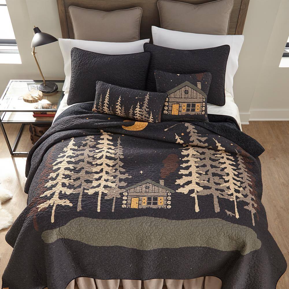 Moonlit Cabin Rectangular Cotton Decorative Pillow