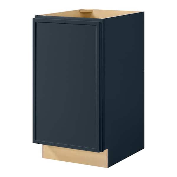 Hampton Bay Leyton 18 in. W x 24 in. D x 34.5 in. H Ready to Assemble Plywood Slim Shaker Trash Can Kitchen Cabinet in Ink Blue