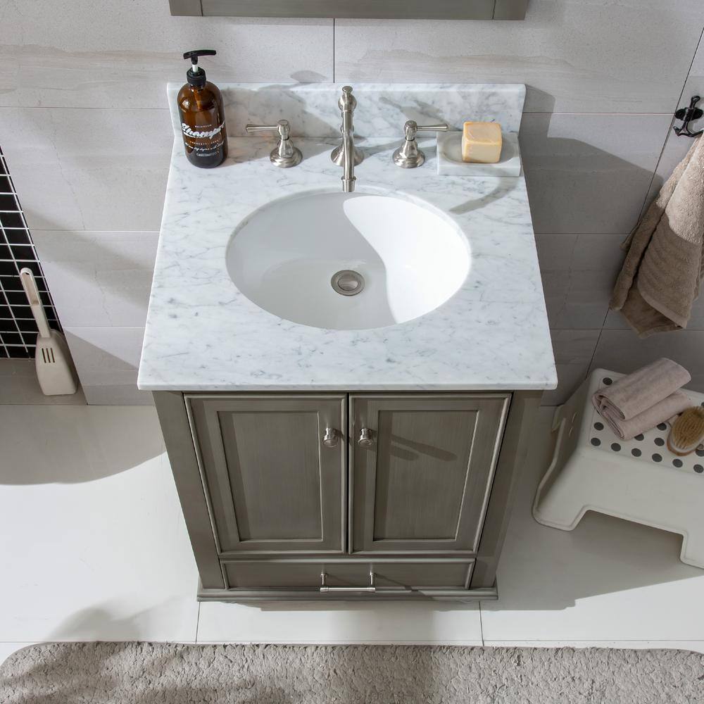 Melissa 24" Silver Gray Vanity with Carrara Marble Top