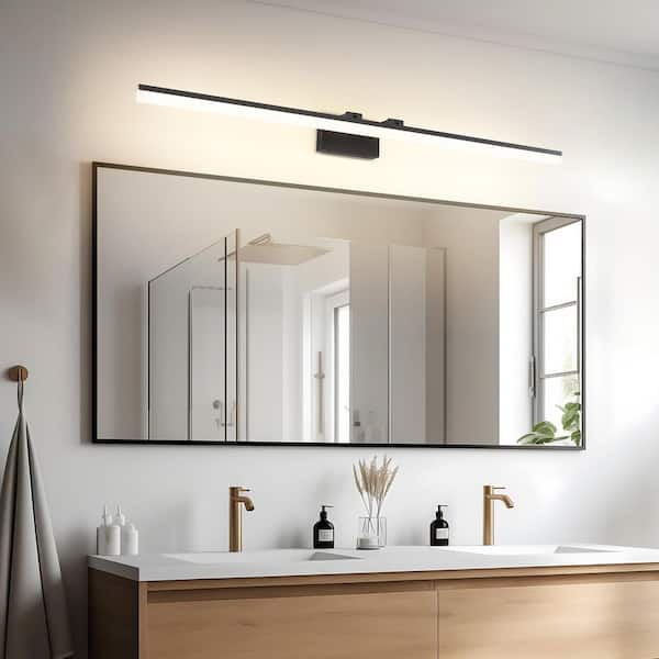 54.72 in. 1 Light Black Dimmable LED Vanity Light Bar with 5-CCT Adjustable Switch for Bathroom