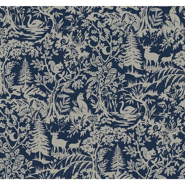Chesapeake Alrick Forest Venture Blue Prepasted Non Woven Wallpaper Sample