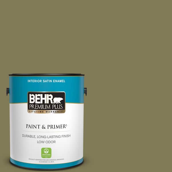 BEHR PREMIUM PLUS 1 gal. Home Decorators Collection #HDC-AC-17 Meadowland Satin Enamel Low Odor Interior Paint & Primer