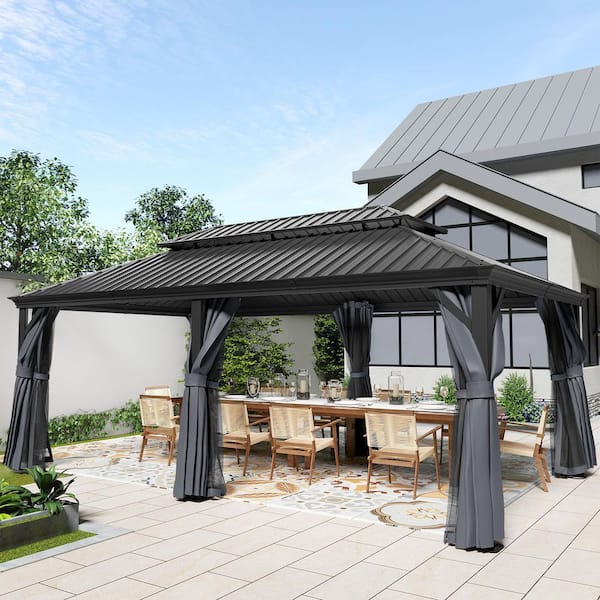EGEIROSLIFE 12 ft. x 20 ft. Double Roof Hardtop Aluminum Patio