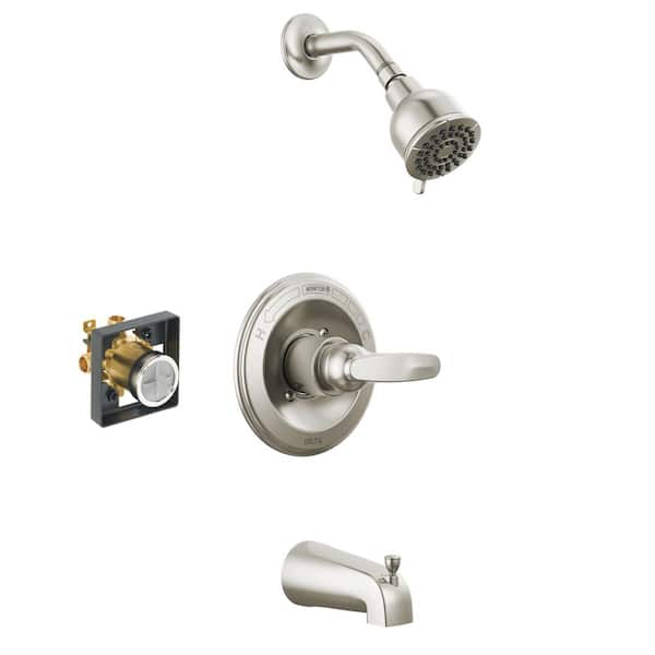 Foundations Single Handle 2-Spray Tub and Shower Faucet 1.75 GPM in Stainless Valve Included