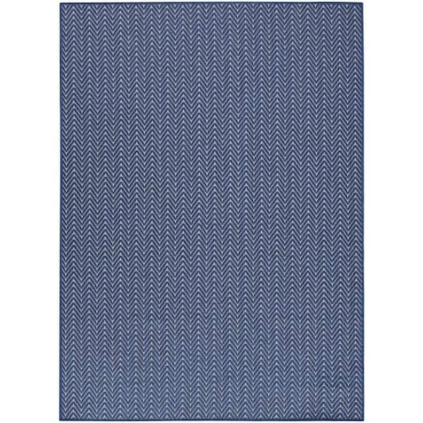 Nourison Horizon Navy 4 ft. x 6 ft. Indoor/Outdoor Geometric Contemporary Area Rug