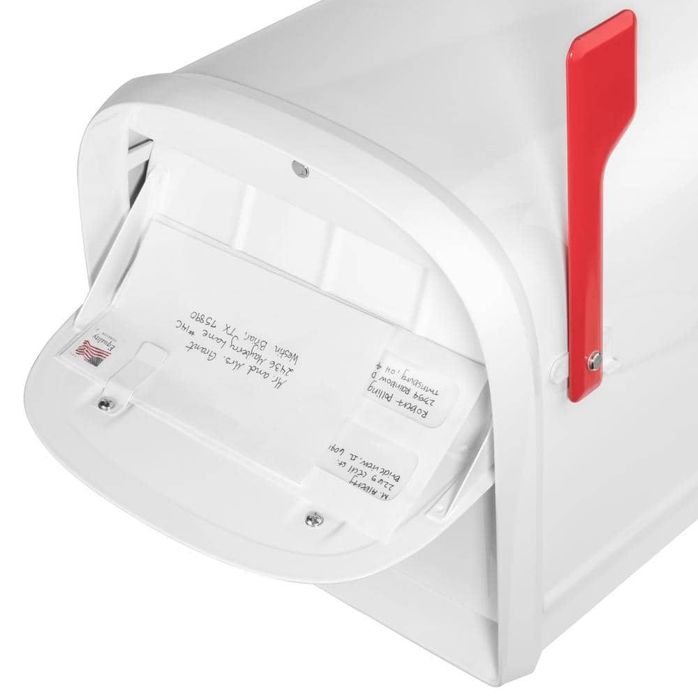 Large White Steel Lockable Post Mount Mailbox