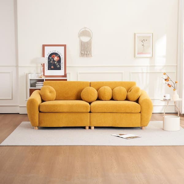 Z-joyee 84.6 in Wide Round Arm Chenille Rectangle Modern