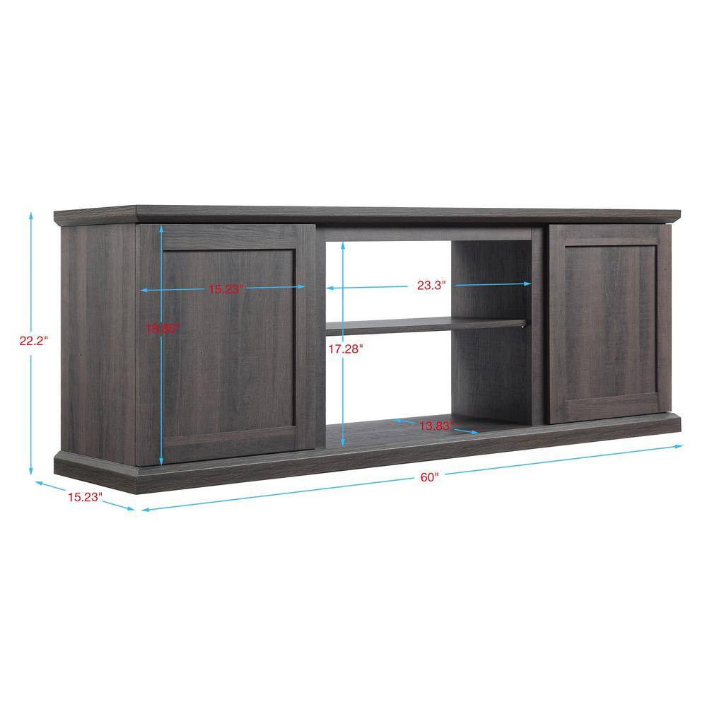 Franklin 60" Dark Brown Wood TV Stand with Cabinets
